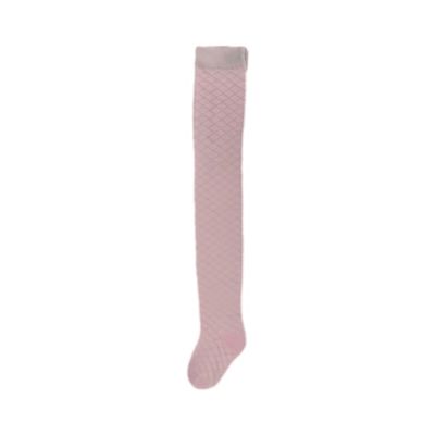 Color sólido de punto rosa Niñas de bebé Calcetines de pie Estilo de salida Niños lindos largos apretados