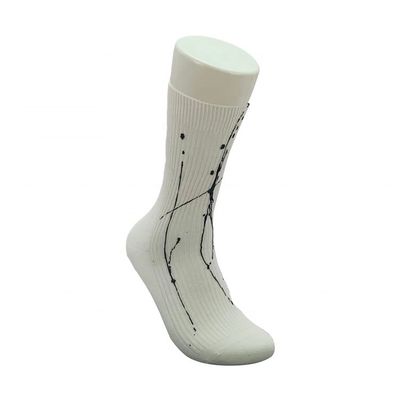 Calcetines blancos de algodón de estilo regular para hombres con impresión de arte antiderrapante y tinta personalizada