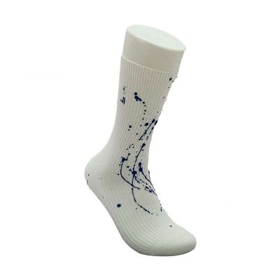Calcetines blancos de algodón de estilo regular para hombres con impresión de arte antiderrapante y tinta personalizada
