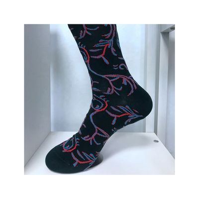 Calcetines de estilo callejero Hip Hop para hombres Etiqueta personalizada Calcetines de algodón negro con impresión personalizada