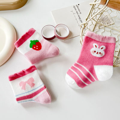 Calcetines para niños Respirantes y antideslizantes con logotipo personalizado con impresión linda Calcetines rosa para bebés