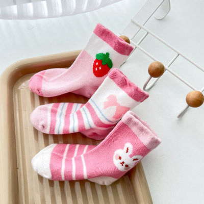 Calcetines para niños Respirantes y antideslizantes con logotipo personalizado con impresión linda Calcetines rosa para bebés