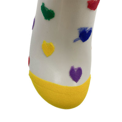 Sexy en forma de corazón calcetines claros de chaqueta de cristal de seda mujeres calcetines transparentes para el verano
