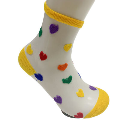 Sexy en forma de corazón calcetines claros de chaqueta de cristal de seda mujeres calcetines transparentes para el verano