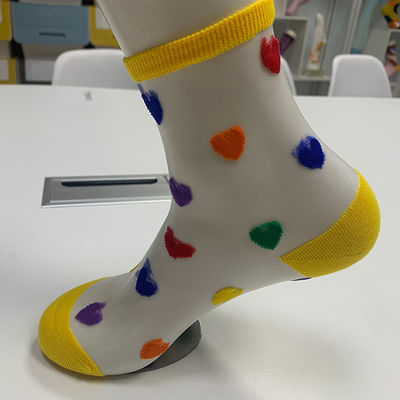Sexy en forma de corazón calcetines claros de chaqueta de cristal de seda mujeres calcetines transparentes para el verano