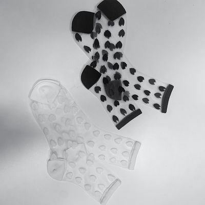 Como imagen de las mujeres personalizadas Negro Blanco Sexy Lace Sheer Calcetines de malla media longitud de la pantorrilla para el verano