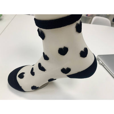 Como imagen de las mujeres personalizadas Negro Blanco Sexy Lace Sheer Calcetines de malla media longitud de la pantorrilla para el verano