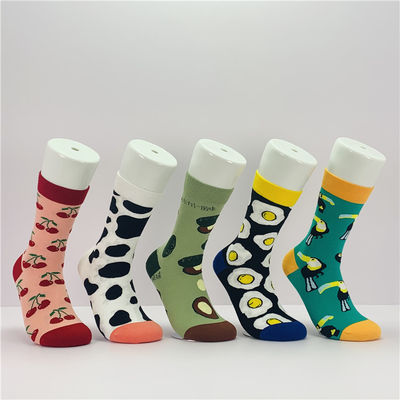 Calcetines de moda con dibujos animados personalizados de impresión de frutas y material absorbente de sudor