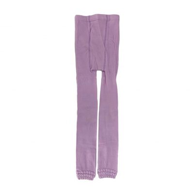 Calcetines de bebé rosas de punto con decoración de gemas y método de tejido térmico