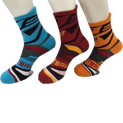 Calcetines deportivos de lujo de color naranja de estilo regular para una comodidad estirante y fútbol antiderrapante