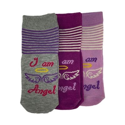 Niñas cómodas y saludables algodón grueso rayas cálidas con alas Impresión de niños calcetines bonitos