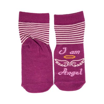 Niñas cómodas y saludables algodón grueso rayas cálidas con alas Impresión de niños calcetines bonitos