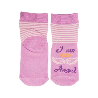 Niñas cómodas y saludables algodón grueso rayas cálidas con alas Impresión de niños calcetines bonitos