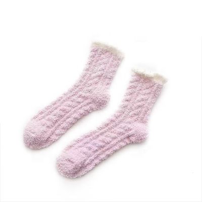 Calcetines cálidos y cómodos para mujeres Anti resbalones Interiores Invierno Calcetines peludos con fleece de coral grueso