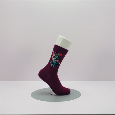 Calcetines de algodón orgánico para mujeres espesor estándar respirable con impresión bonita calcetines largos
