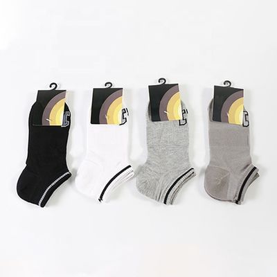 Logotipo personalizado para hombres algodón de negocios blanco gris calcetines deportivos de corte bajo con tobillo corto