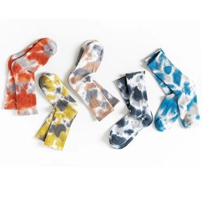 Calcetín de otoño transpirable corbata teñida moda fresca hombres mujeres calcetines de tobillo alto estilo regular