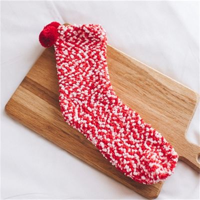 70% de poliéster 30% de elastano de lana de coral Calcetines de suelo LZ-21-CL8011 para invierno