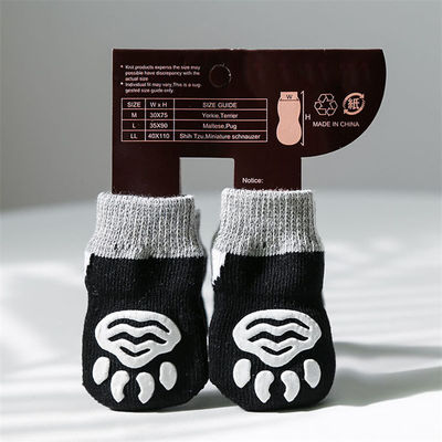 Adorables calcetines para perros de mascota con dibujos animados y diseño de punto negro Terry transpirable
