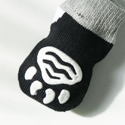 Adorables calcetines para perros de mascota con dibujos animados y diseño de punto negro Terry transpirable
