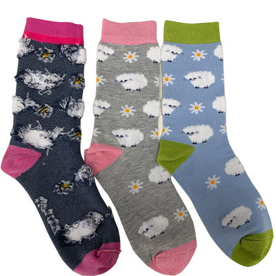Calcetines de día de espesor estándar calcetines de algodón con patrones de dibujos animados para mujeres calcetines de bambú