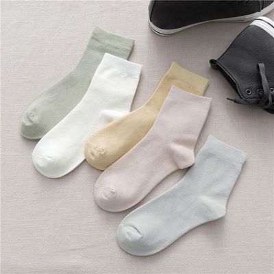 Calcetines de bambú de detección de agujas Blancos sencillos y transpirables Calcetines de fibra de bambú Casual