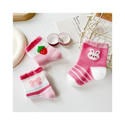 Calcetines de algodón rosa para niños estilo anti resbalón calcetines para niños