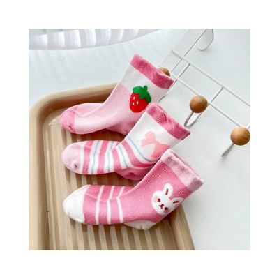 Calcetines de algodón rosa para niños estilo anti resbalón calcetines para niños