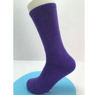Calcetines de baloncesto de detección de agujas en púrpura 70% algodón peinado 25% poliamida para correr