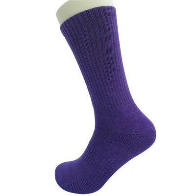 Calcetines de baloncesto de detección de agujas en púrpura 70% algodón peinado 25% poliamida para correr
