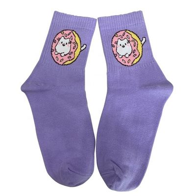 Calcetines deportivos de dibujos animados de algodón con diseño de anime divertido y detección de agujas
