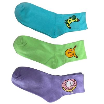 Calcetines deportivos de dibujos animados de algodón con diseño de anime divertido y detección de agujas