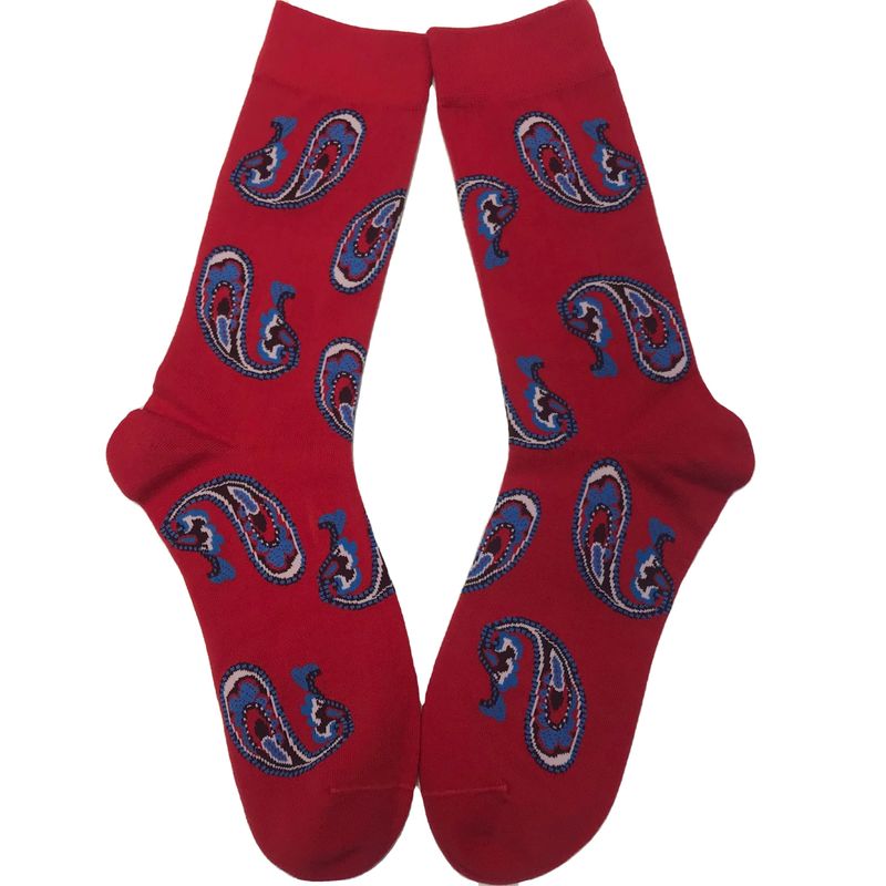Temporada de primavera Impresión rojo púrpura Peinado de algodón poliéster calcetines de fibra de spandex para hombres