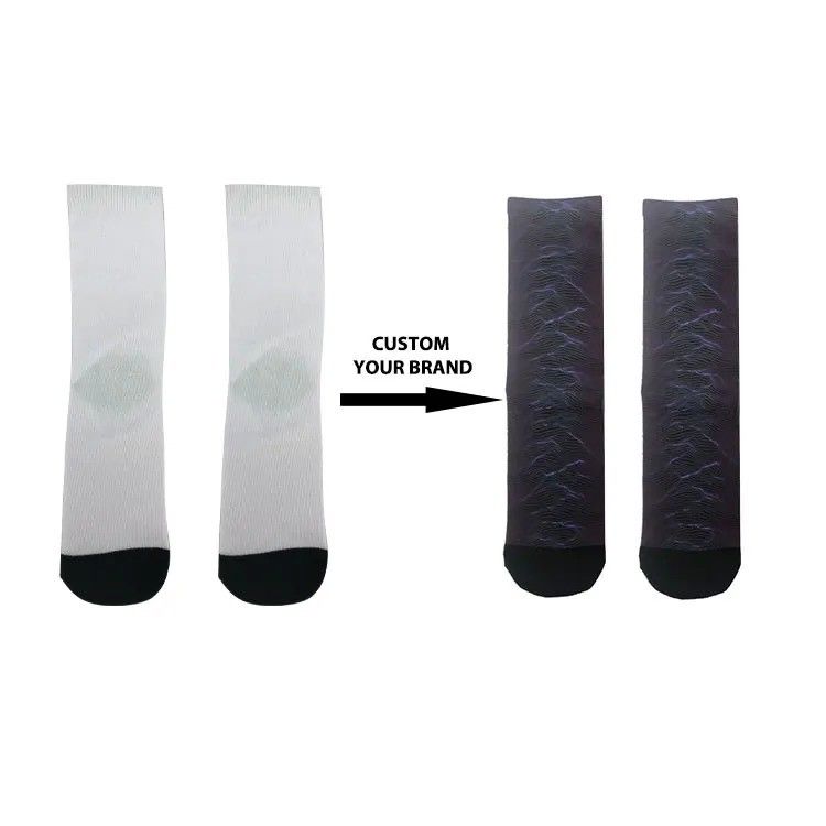 Calcetines de diseño personalizado Impresos en 3D Moda Poliéster Seca rápida Calcetines blancos blancos para hombres