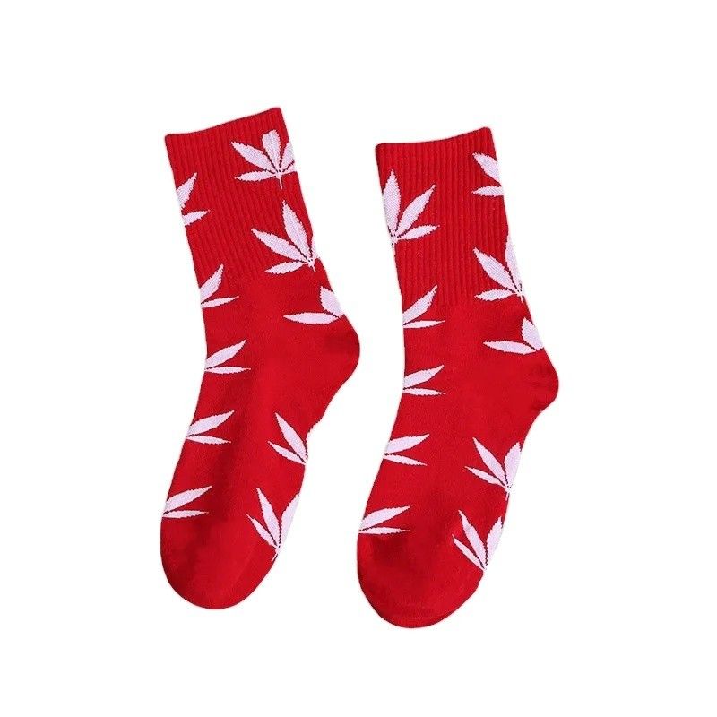 Calcetines de hoja de patrón de algodón Spandex Calcetines casuales para mujeres y hombres 36-39 Tamaño de mujer