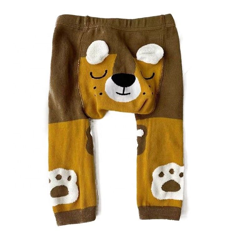 Sin detección de agujas Niñas Bebés Pantalones ajustados con patrón 3D de animales en algodón blando