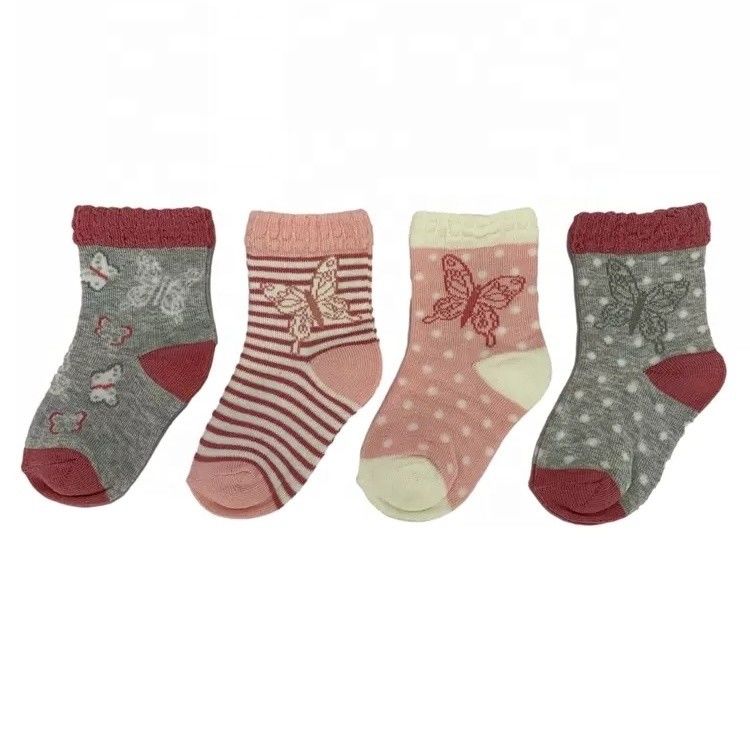 Calcetines de bebé de rayas coloridas Tejido transpirable 70%Cotón 28%Polyester 2%Spandex