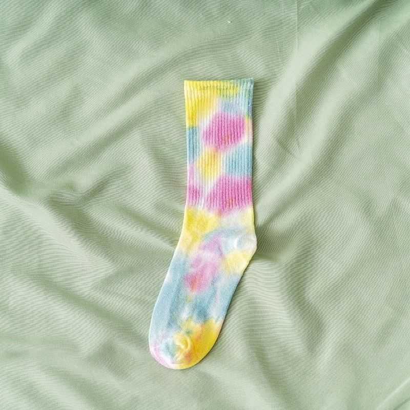 2024 American Hiphop Street Trend CREW Tie Dye Calcetines Unisex De espesor estándar Deportes