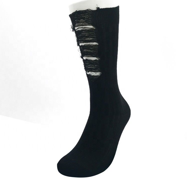 Calcetines de ropa de equipo de algodón de doble aguja de punto para mujeres en negro retro mendigo