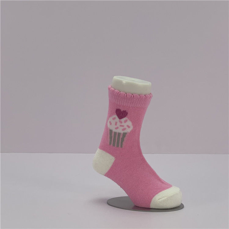 Diseño de dibujos animados Niño Niña Calcetines de algodón orgánico rosa Para niños 12-24 meses